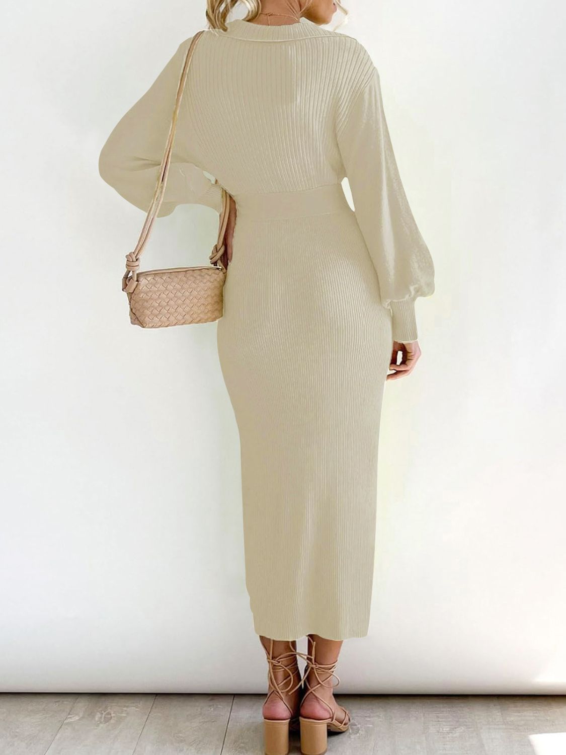 Tied Long Sleeve Wrap Dress