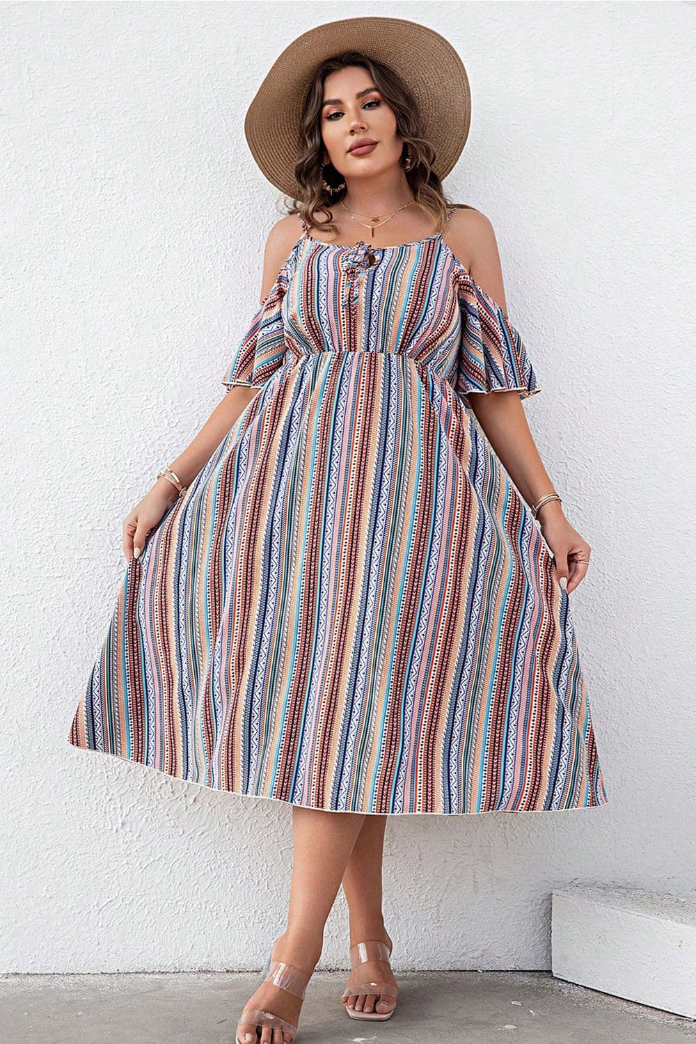 Striped Cold-Shoulder Dress