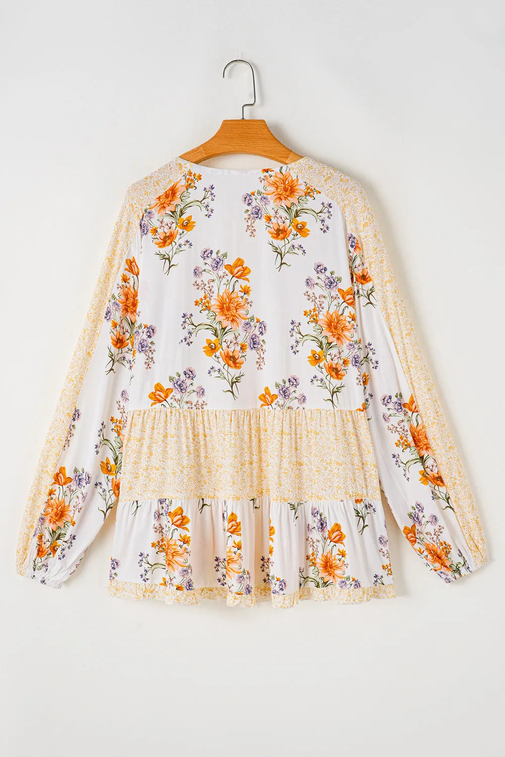 Printed Tie Neck Long Sleeve Blouse