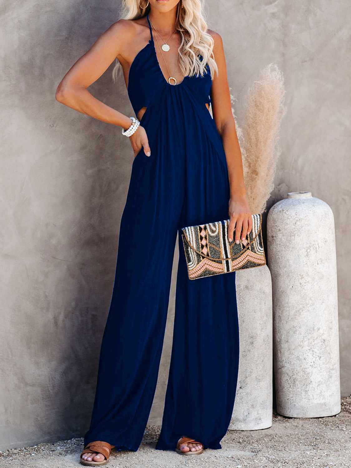 Halter Neck Wide Leg Jumpsuit