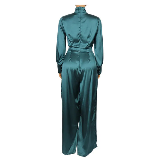 Long Sleeve Bell Pants Satin High Waist Jumpsuit