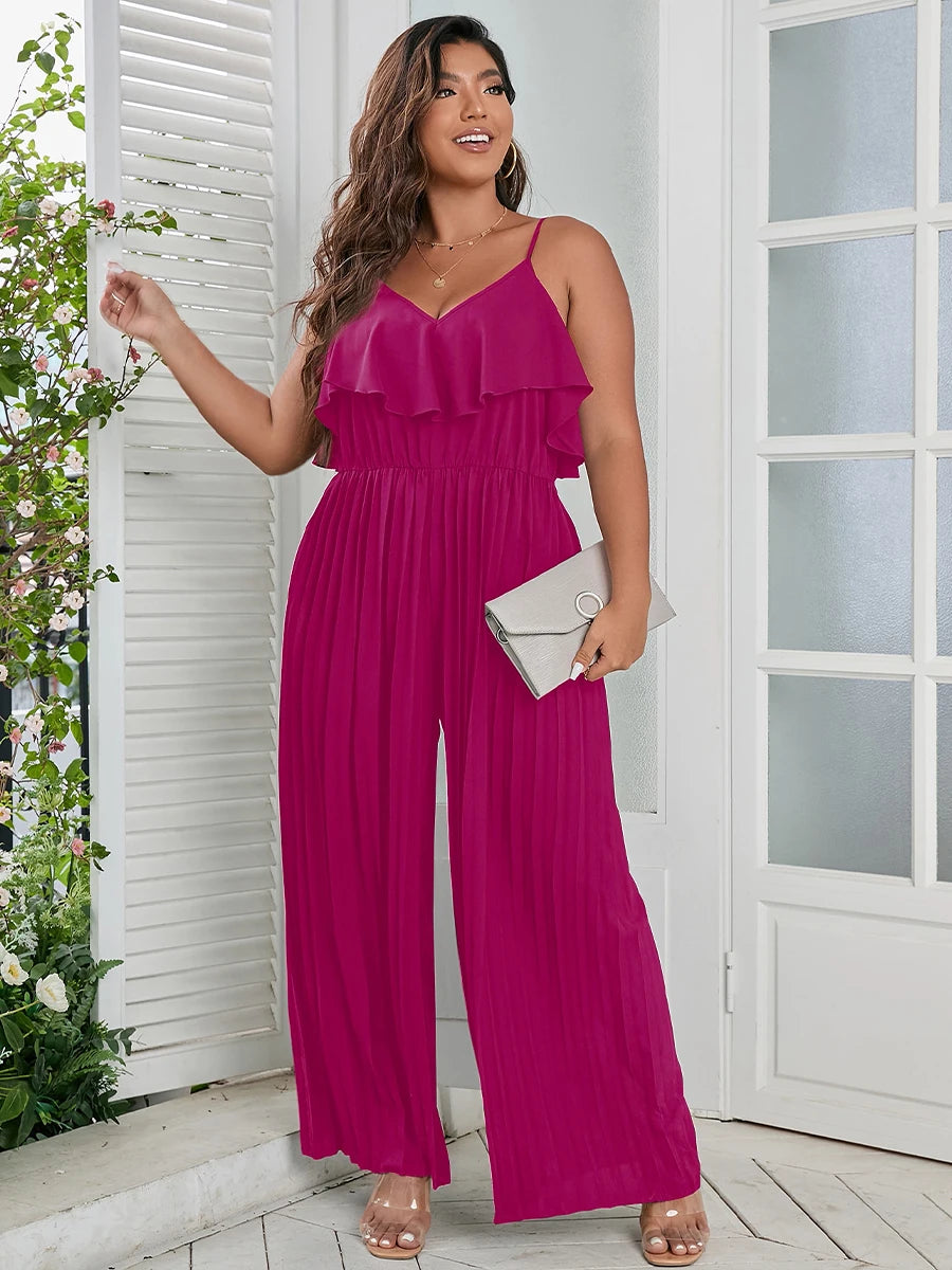 Ruffle Trim Cami Jumpsuit