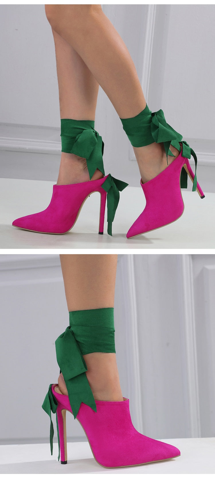 Pointed Toe Fashion Thin High Ankle Strap Shoes