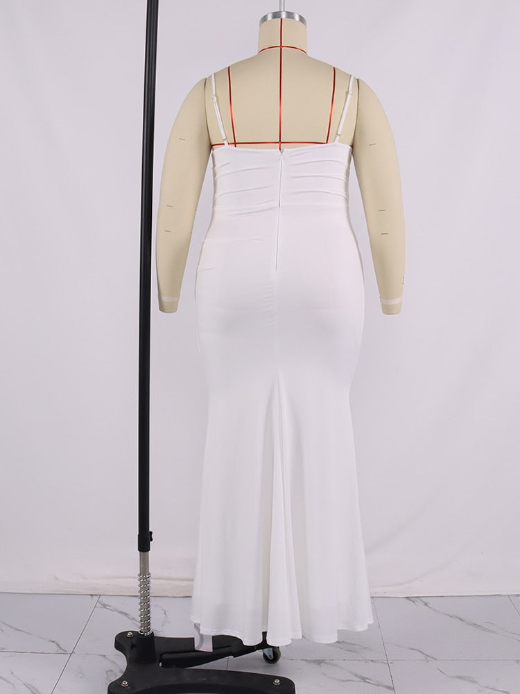 Spaghetti Strap Fashion Folds Maxi Dress