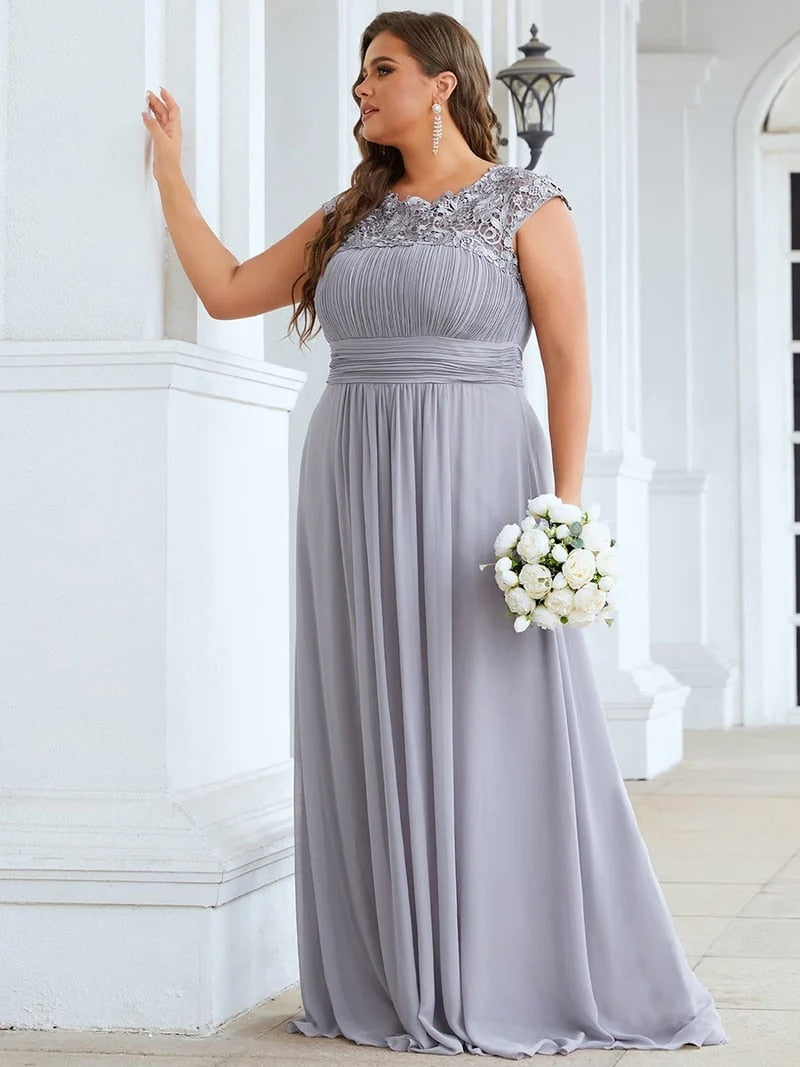 O-Neck Sleeveless Lace A-Line Floor-Length Orchid Elegant Gown