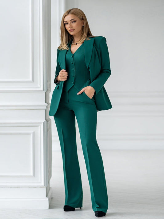 3 Pieces Single Breasted Elegant Pants Suit