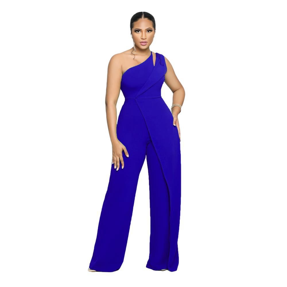 One Shoulder High Waist Elegant Straight Leg Jumpsuit