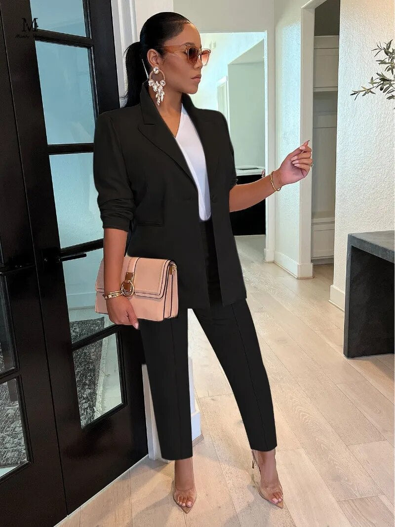 Suit Blazer and Pants Casual Two Piece Sets