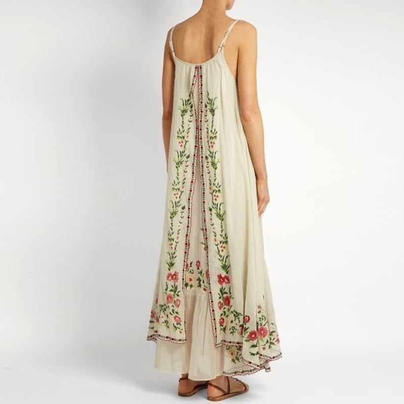 Vintage Sling Floral Print Maxi Dress