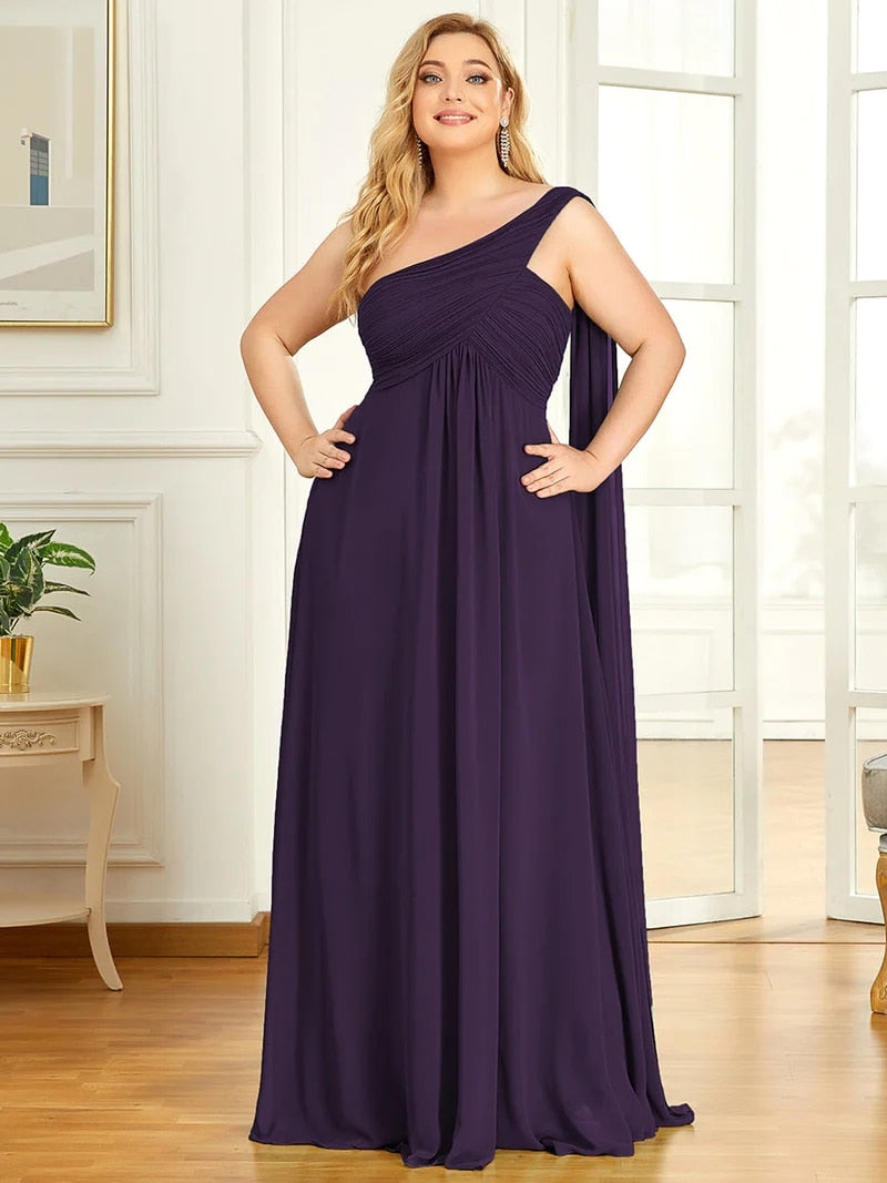 One Shoulder Sleeveless A-LINE Floor-Length Gown