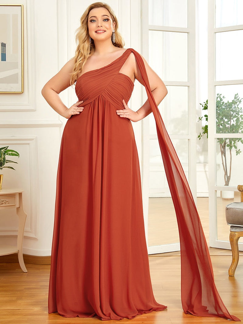 One Shoulder Sleeveless A-LINE Floor-Length Gown