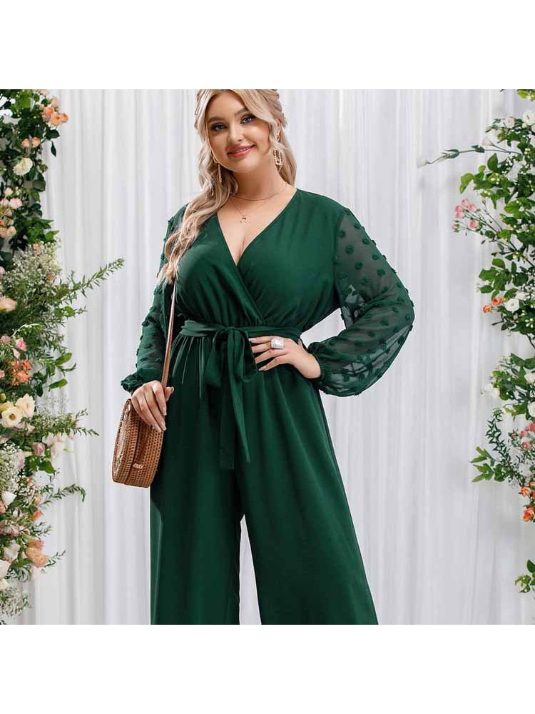 Bowknot Vintage Lace-up V-Neck High Waist Jumpsuits