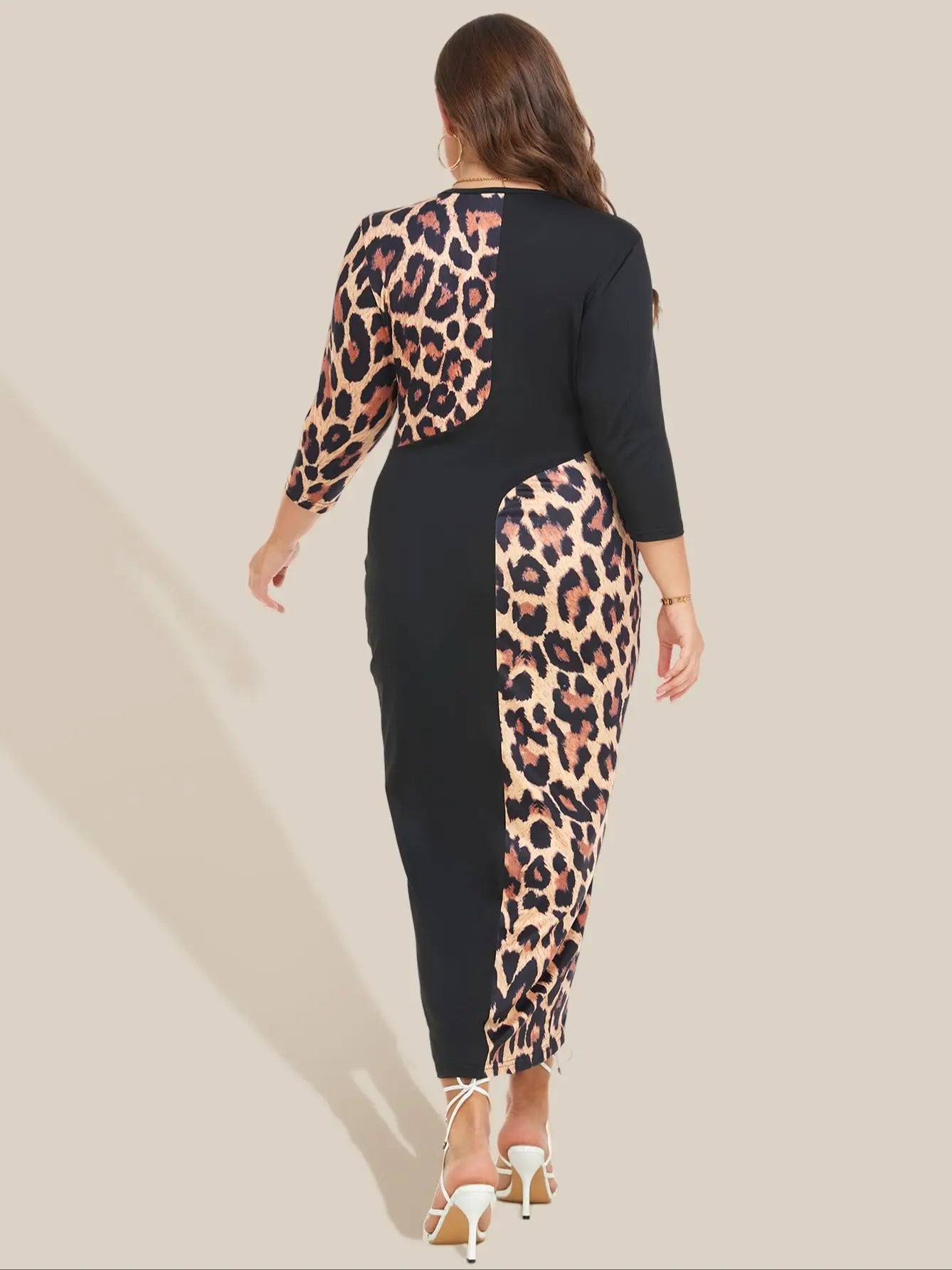 Leopard Print Slit Evening Dress