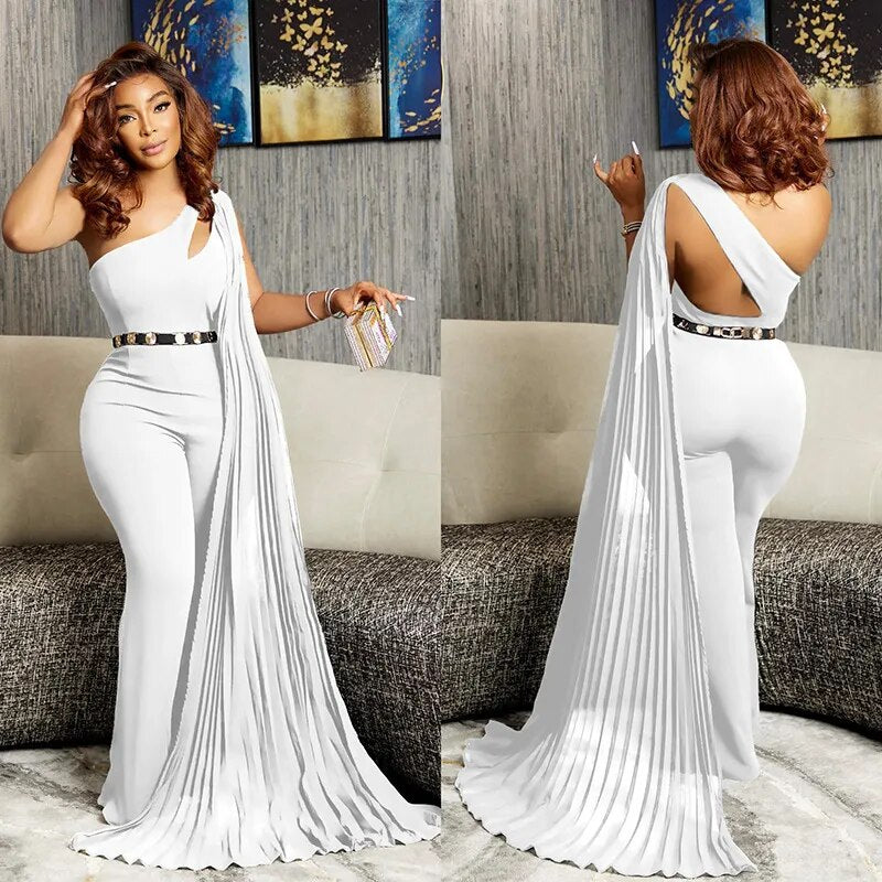 Diagonal Collar Open Back High Waist Pant Jumpsuit