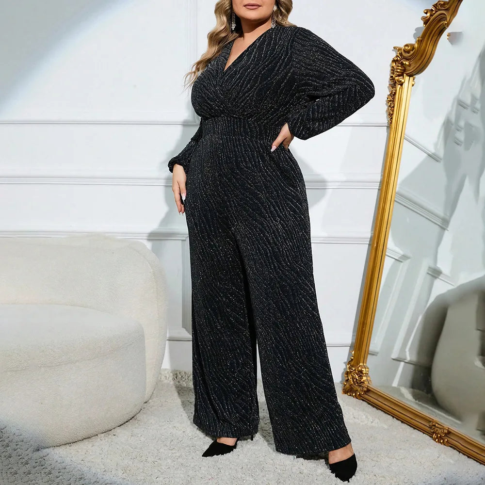 Velvet Versatile V-neck Wide-legged Jumpsuit