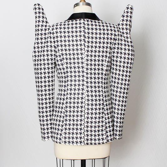 Plaid Print Tassell Blazer