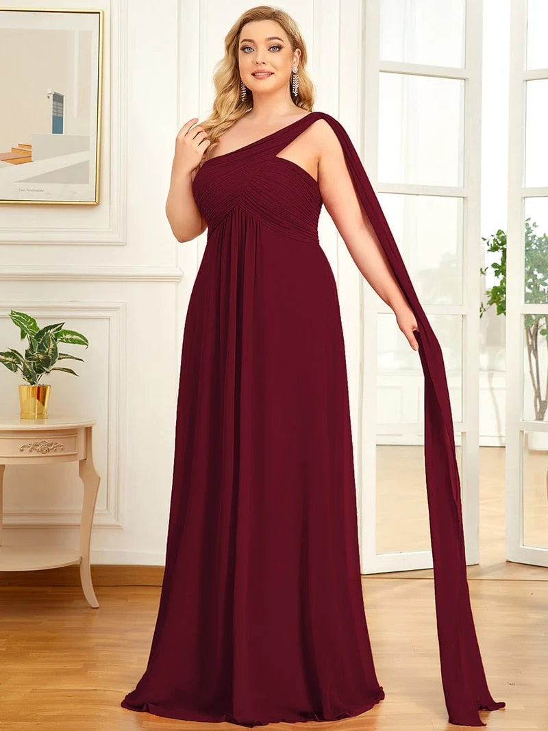 One Shoulder Sleeveless A-LINE Floor-Length Gown