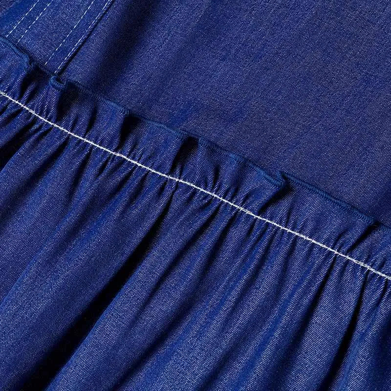 Vintage Denim High Waisted Fishtail Wrap Maxi Pleating Skirt
