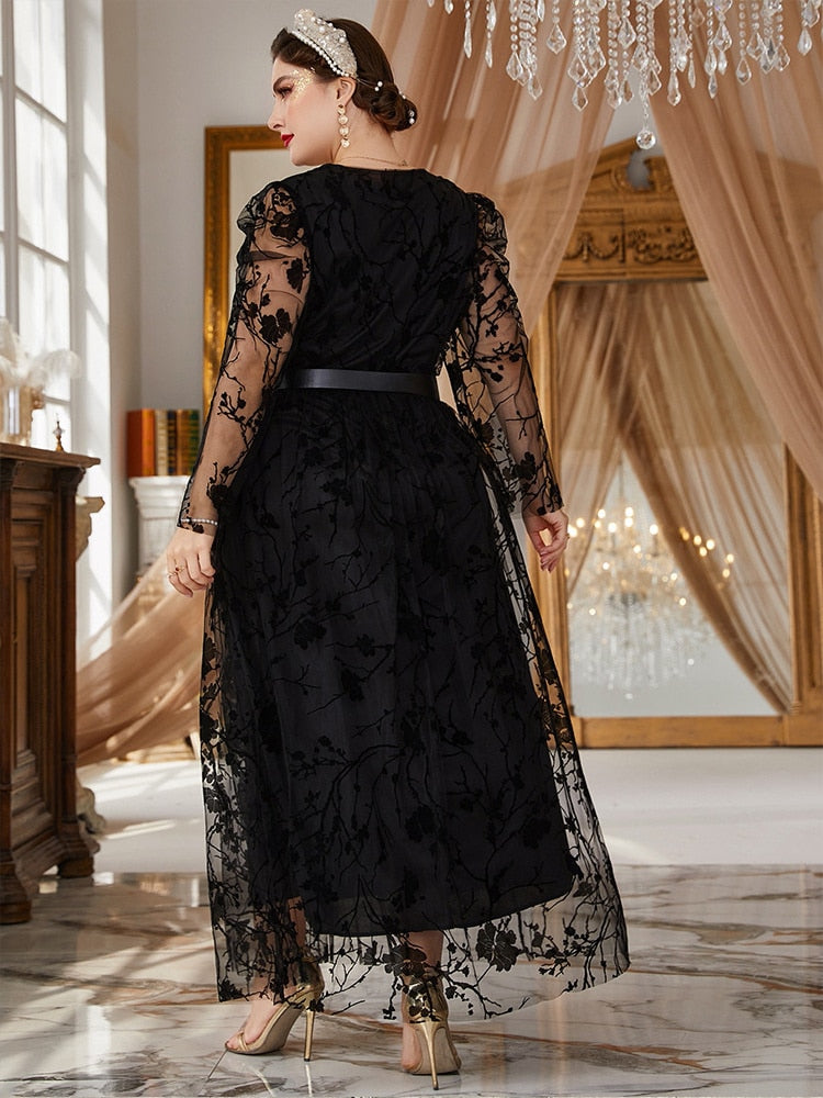 Off-Shoulder Sequins Lace Mesh Evening Dress
