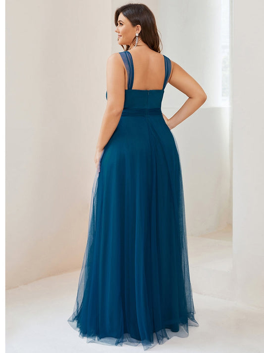 V-Neck Sleeveless A-LINE Floor-Length Lace Dress