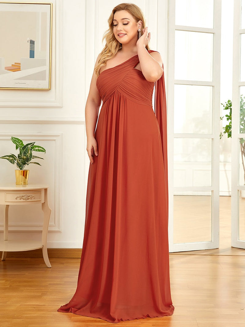 One Shoulder Sleeveless A-LINE Floor-Length Gown