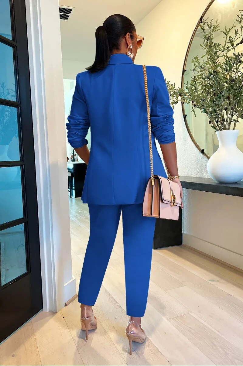 Suit Blazer and Pants Casual Two Piece Sets