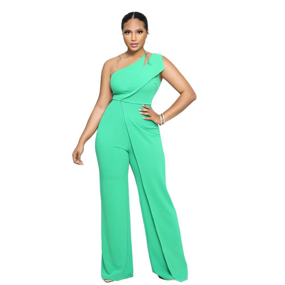 One Shoulder High Waist Elegant Straight Leg Jumpsuit