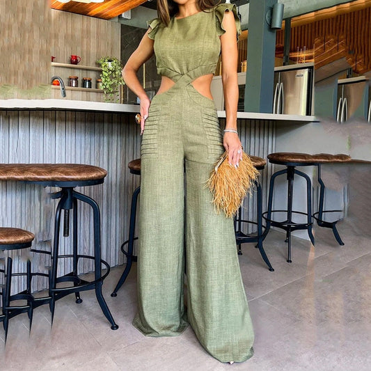 O Neck Flying Sleeve High Street Jumpsuit