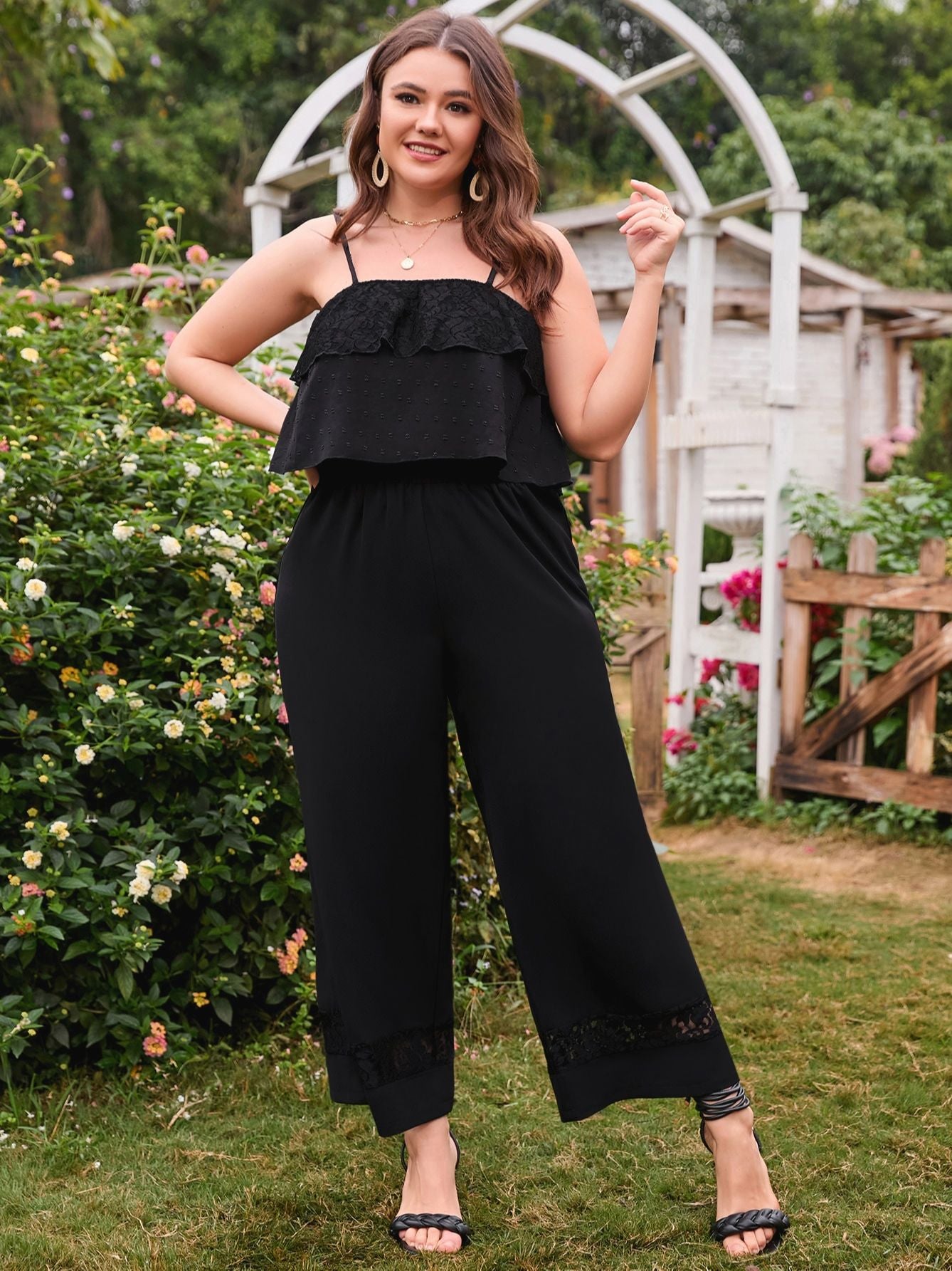 Two-Piece Ruffle Top & Wide Leg Pants Sets