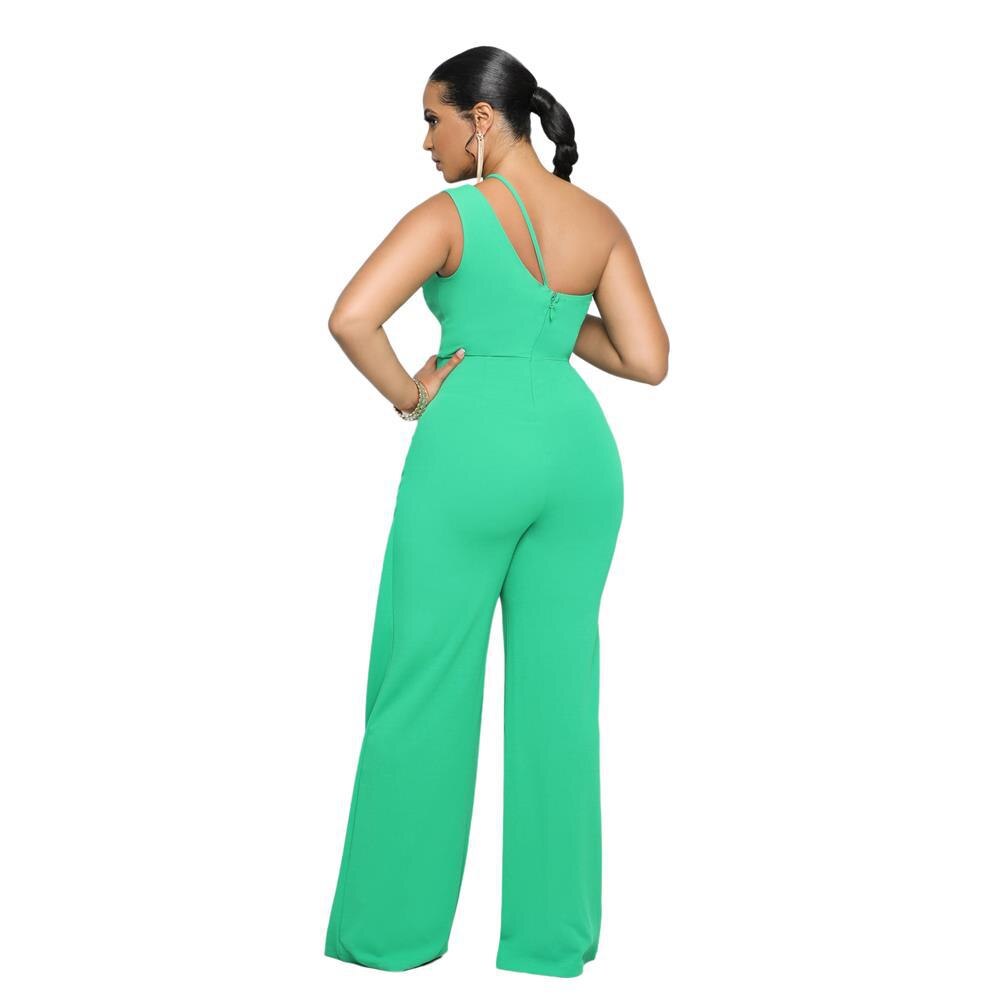 One Shoulder High Waist Elegant Straight Leg Jumpsuit