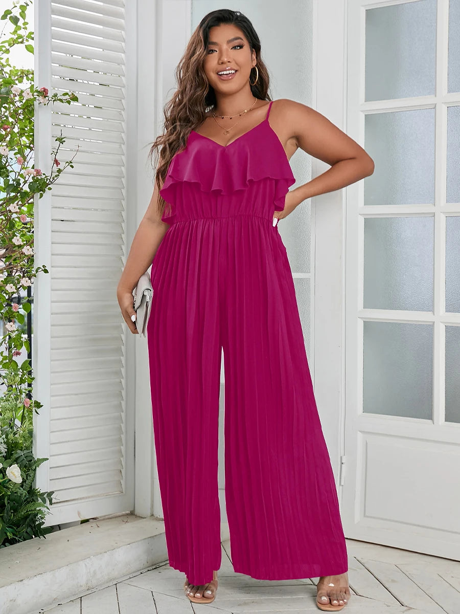 Ruffle Trim Cami Jumpsuit