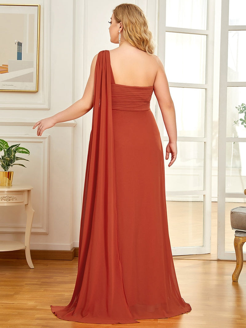 One Shoulder Sleeveless A-LINE Floor-Length Gown