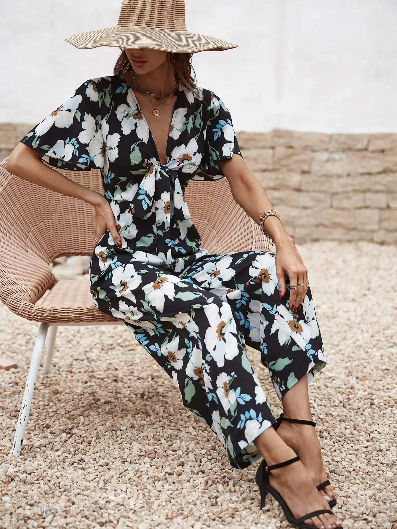 Print Loose Wide-leg  Jumpsuit