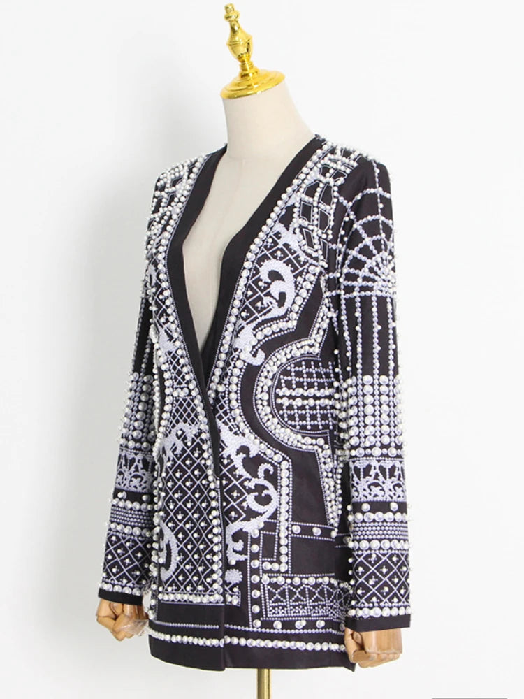 Beaded Pearl Vintage Elegant Blazer