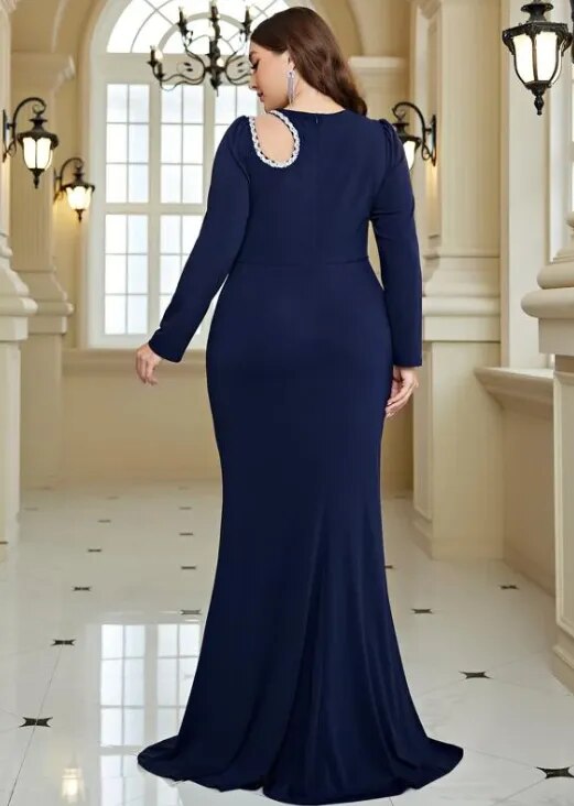 Elegant Long Sleeve High Slit Evening Dress