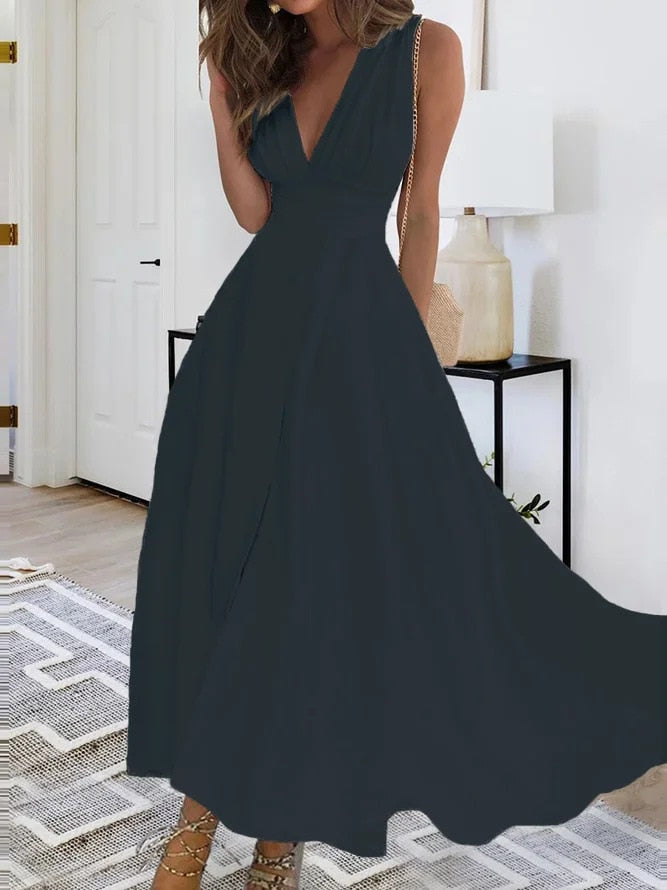 Deep-V Long Evening Formal Dress