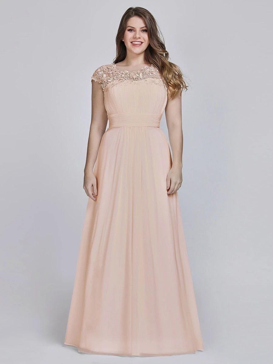 O-Neck Sleeveless Lace A-Line Floor-Length Orchid Elegant Gown