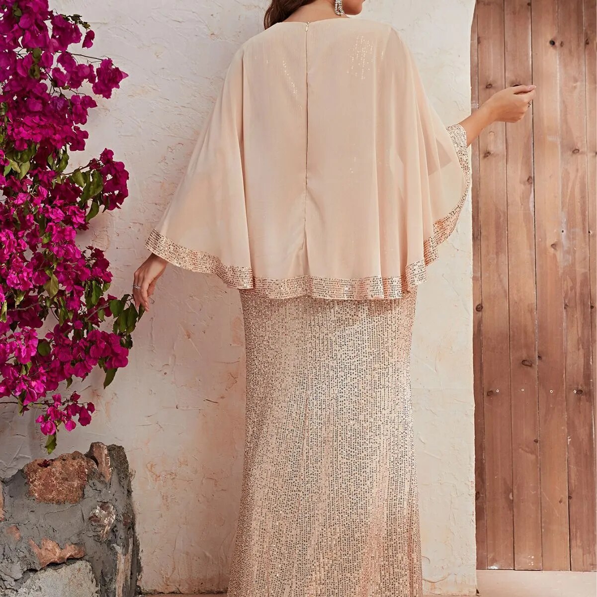 Sequins Shawl Elegant Fishtail Dress