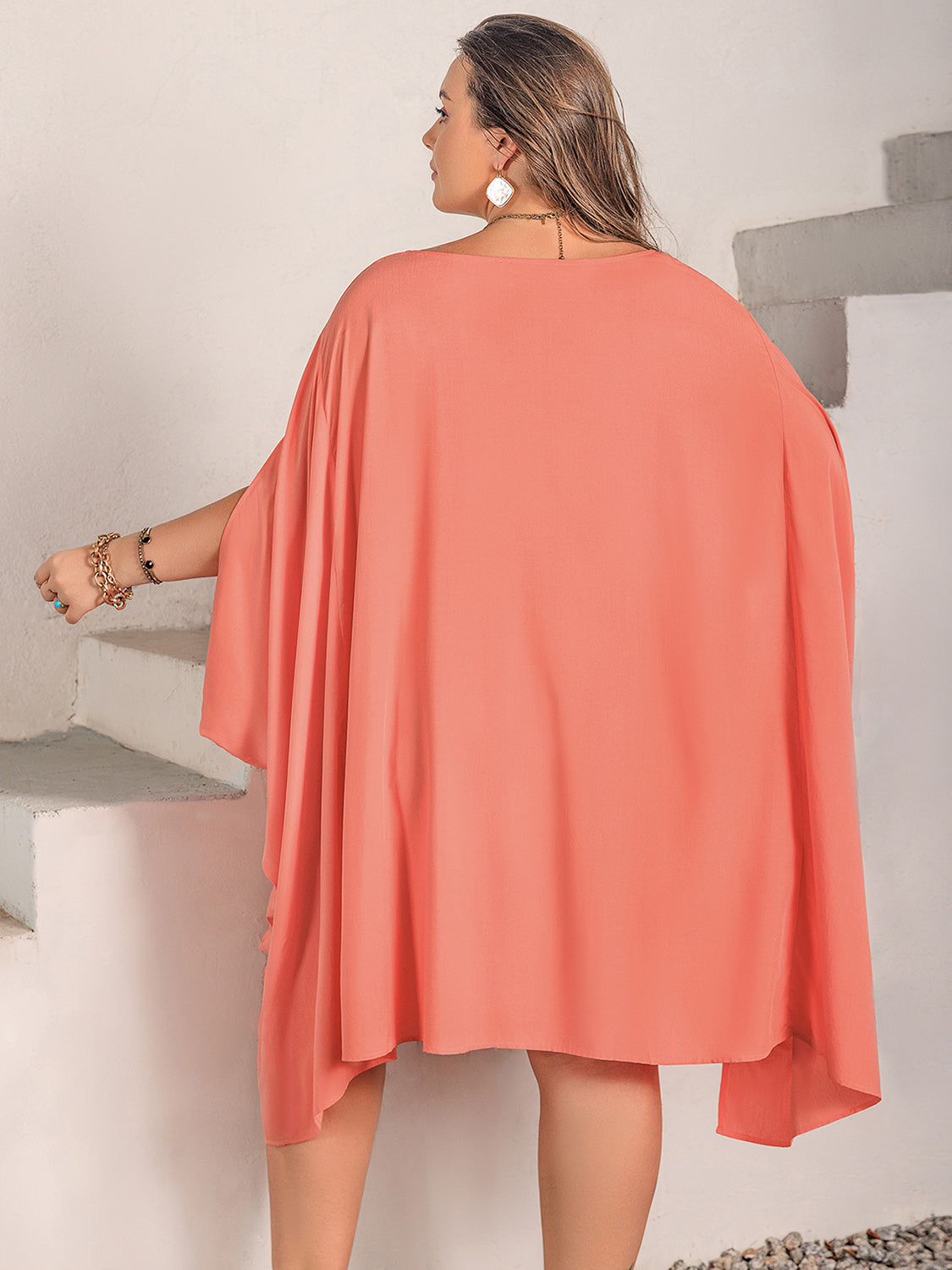 Round Neck Batwing Sleeve Mini Dress