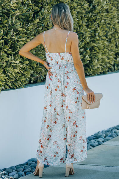 Printed Tied Spaghetti Strap Jumpsuit