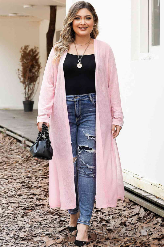 Open Front Long Sleeves Slit Cardigan