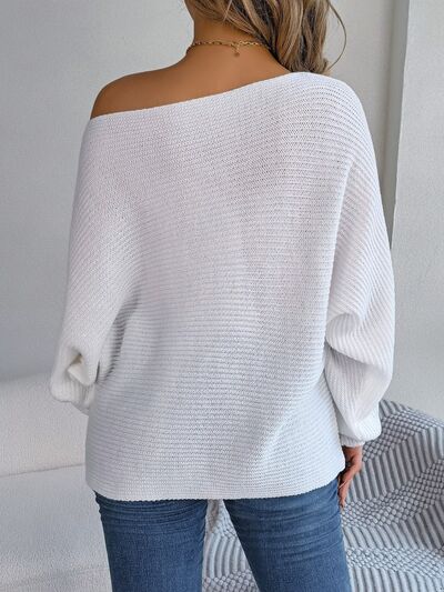 One-Shoulder Lantern Sleeve Sweater