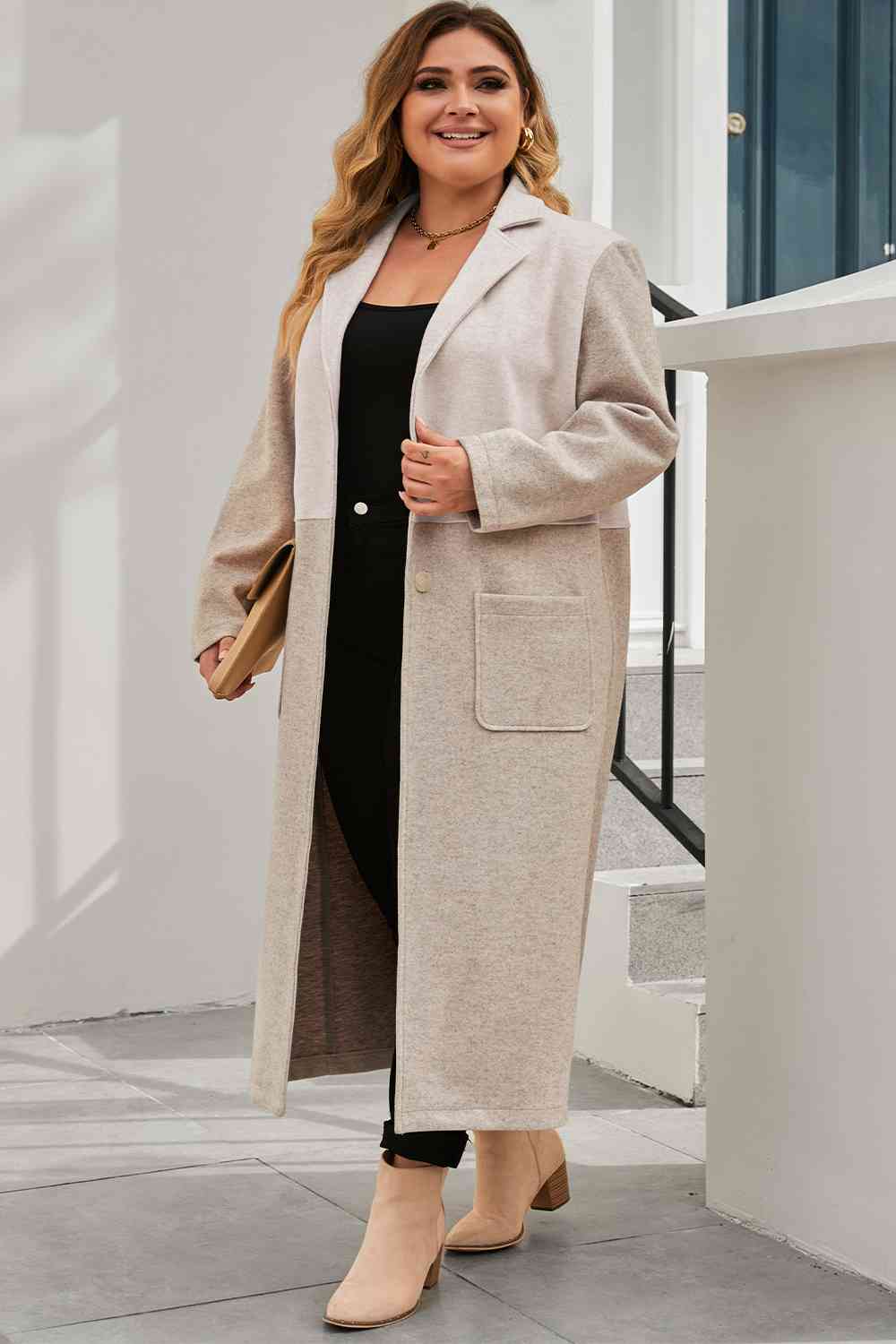 Collared Neck Buttoned Longline Coat
