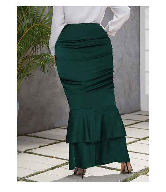 Elegant Plus Size Pencil Hem Tiered Waist Ankle-Length Skirt