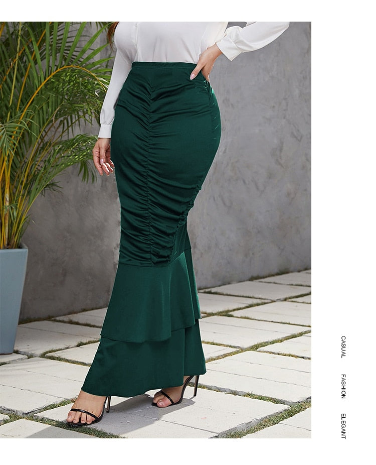 Elegant Plus Size Pencil Hem Tiered Waist Ankle-Length Skirt