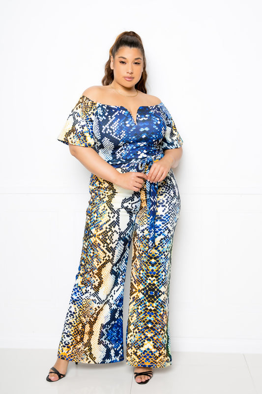 Off Shoulder Print Jumpsuit