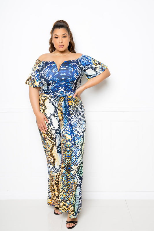 Off Shoulder Print Jumpsuit