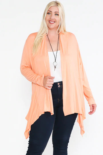 Long Sleeve Open Solid Cardigan