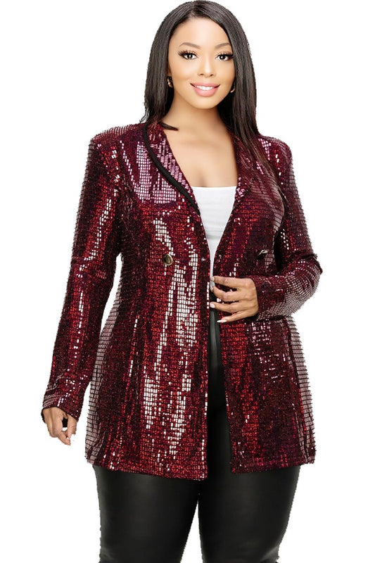 Metallic Sequins Double Breasted Blazer