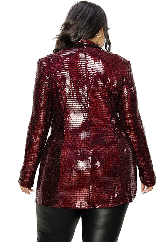 Metallic Sequins Double Breasted Blazer